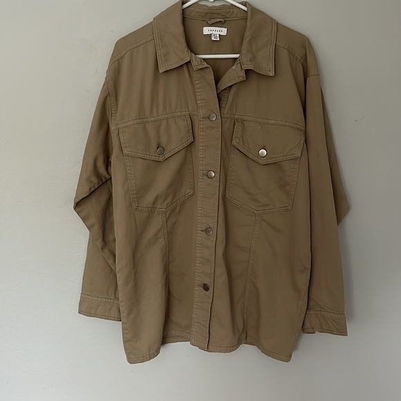 Topshop Tops - TopShop Oversized women’s shacket, khaki tan, women’s size 8. Super cute!